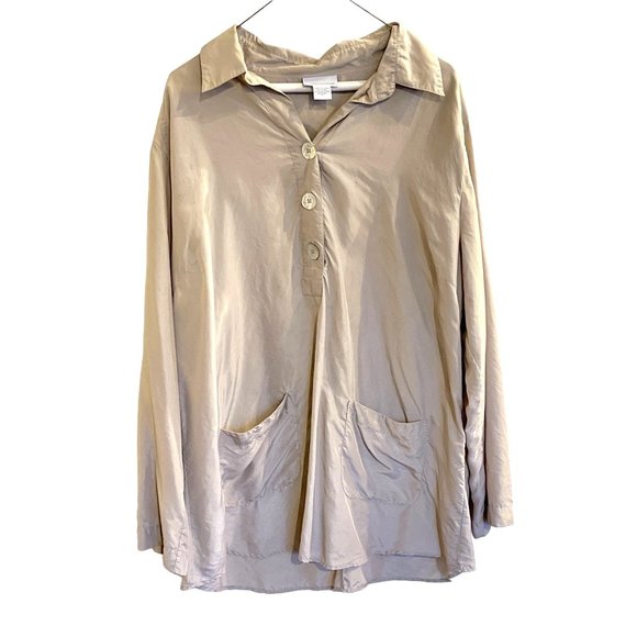 Soft Surroundings Tops - Soft Surroundings Silk Tunic Long Sleeve Blouse Beige Women XL